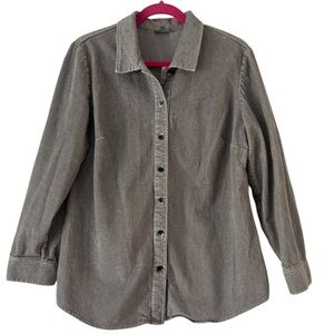 J. Jill Grey Corduroy Button Up Overshirt